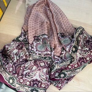 ⭐️ a new day Paisley Magenta White Cream Printed Square Scarf Handkerchief NWOT